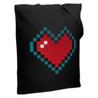Холщовая сумка Pixel Heart, черная, изображение 1