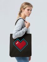 Холщовая сумка Pixel Heart, черная, изображение 2