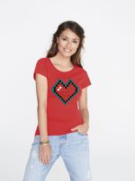 Футболка женская Pixel Heart, красная, изображение 2