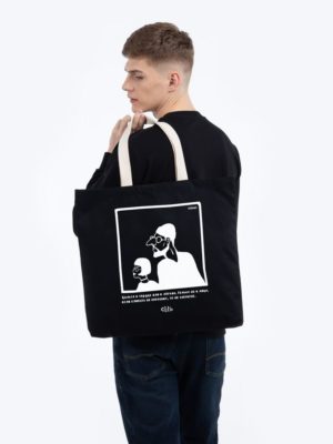 Холщовая сумка «Леон» с внутренним карманом, черная, изображение 4