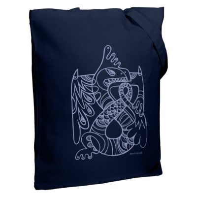 Холщовая сумка «Кетцалькоатль», темно-синяя, изображение 1