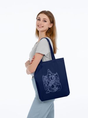 Холщовая сумка «Кетцалькоатль», темно-синяя, изображение 3