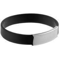 Силиконовый браслет Brisky с металлическим шильдом, черный, изображение 1