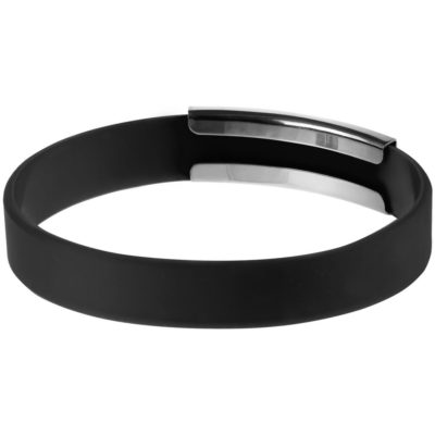 Силиконовый браслет Brisky с металлическим шильдом, черный, изображение 2