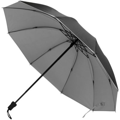 Зонт-наоборот складной Silvermist, черный с серебристым, изображение 1