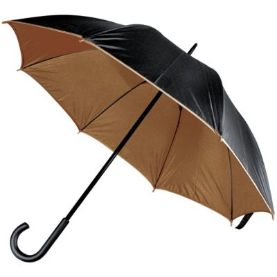 Зонт-трость Downtown, черный с коричневым, изображение 1