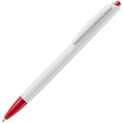 Ручка шариковая Tick, белая с красным, изображение 1
