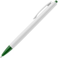 Ручка шариковая Tick, белая с зеленым, изображение 2