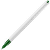 Ручка шариковая Tick, белая с зеленым, изображение 3