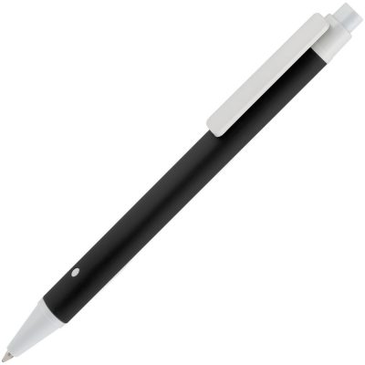Ручка шариковая Button Up, черная с белым, изображение 1