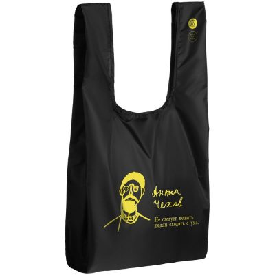 Складная сумка для покупок «Чехов», черная, изображение 1