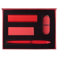 Набор Bond: аккумулятор, флешка и ручка, красный, изображение 3