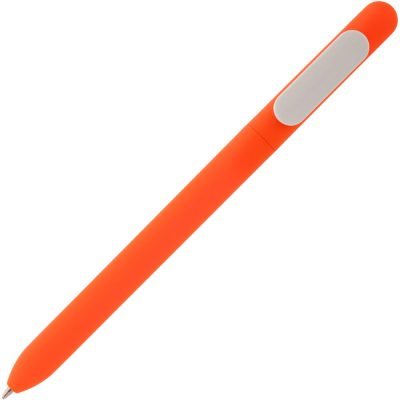 Ручка шариковая Swiper Soft Touch, неоново-оранжевая с белым, изображение 2