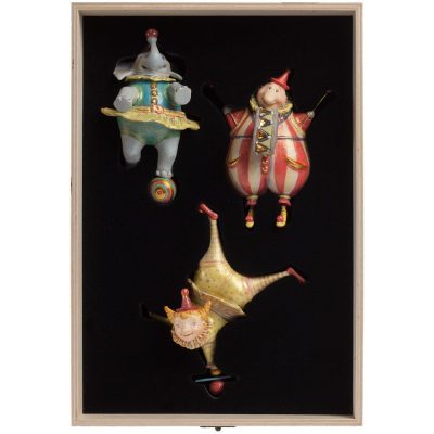 Набор из 3 елочных игрушек Circus Collection: барабанщик, акробат и слон, изображение 1
