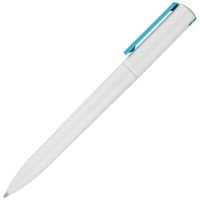 Ручка шариковая Split White Neon, белая с голубым, изображение 3