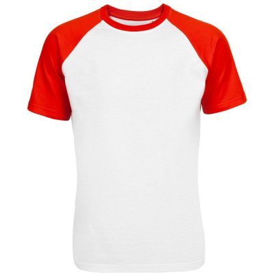 Футболка мужская T-bolka Bicolor, белая с красным, изображение 1