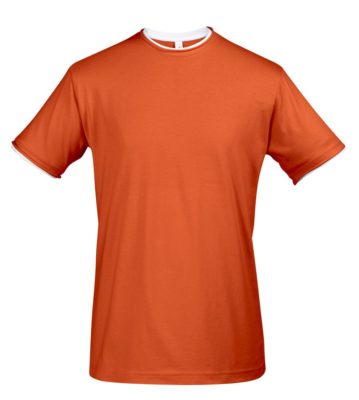Футболка мужская с контрастной отделкой Madison 170, оранжевый/белый, изображение 1