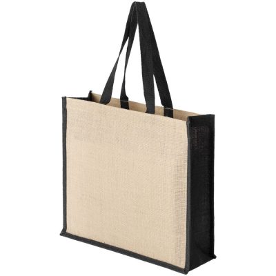 Холщовая сумка для покупок Bagari с черной отделкой, изображение 3