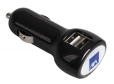Автомобильное зарядное устройство с подсветкой Logocharger, черное, изображение 2