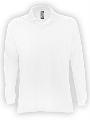 Рубашка поло мужская с длинным рукавом Star 170, белая, изображение 1