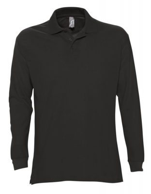 Рубашка поло мужская с длинным рукавом Star 170, черная, изображение 1