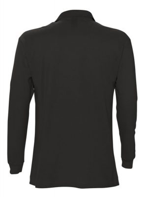 Рубашка поло мужская с длинным рукавом Star 170, черная, изображение 2