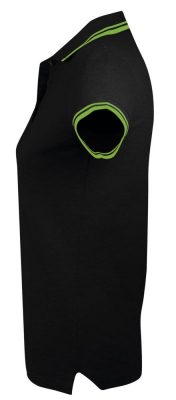 Рубашка поло женская Pasadena Women 200 с контрастной отделкой, черная с зеленым, изображение 3