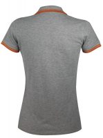 Рубашка поло женская Pasadena Women 200 с контрастной отделкой, серый меланж c оранжевым, изображение 2