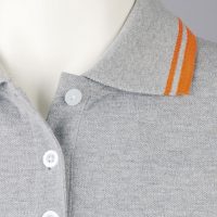 Рубашка поло женская Pasadena Women 200 с контрастной отделкой, серый меланж c оранжевым, изображение 5