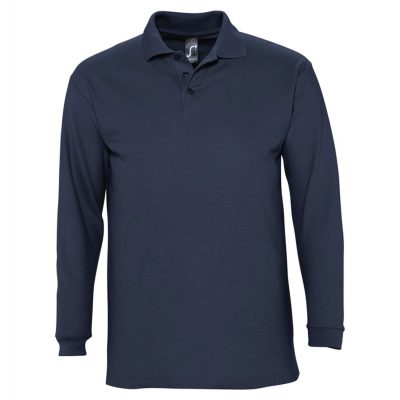 Рубашка поло мужская с длинным рукавом Winter II 210 темно-синяя, изображение 1
