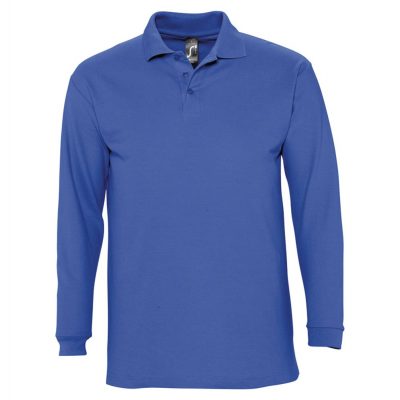 Рубашка поло мужская с длинным рукавом Winter II 210 ярко-синяя, изображение 1