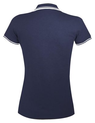 Рубашка поло женская Pasadena Women 200 с контрастной отделкой, темно-синяя с белым, изображение 2