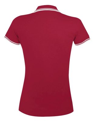 Рубашка поло женская Pasadena Women 200 с контрастной отделкой, красная с белым, изображение 2