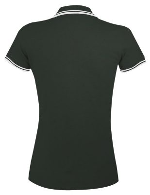 Рубашка поло женская Pasadena Women 200 с контрастной отделкой, зеленая с белым, изображение 2