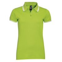 Рубашка поло женская Pasadena Women 200 с контрастной отделкой, зеленый лайм с белым, изображение 1