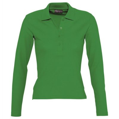 Рубашка поло женская с длинным рукавом Podium ярко-зеленая, изображение 1
