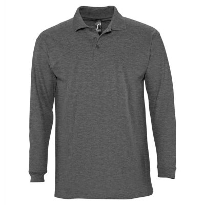 Рубашка поло мужская с длинным рукавом Winter II 210 черный меланж, изображение 1