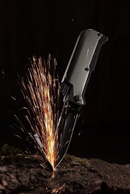Нож складной с фонариком и огнивом Ster, серый, изображение 9