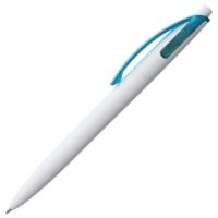Ручка шариковая Bento, белая с голубым, изображение 2