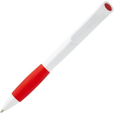 Ручка шариковая Grip, белая с красным, изображение 3