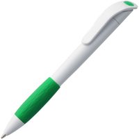 Ручка шариковая Grip, белая с зеленым, изображение 1