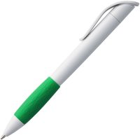 Ручка шариковая Grip, белая с зеленым, изображение 2