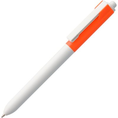 Ручка шариковая Hint Special, белая с оранжевым, изображение 1