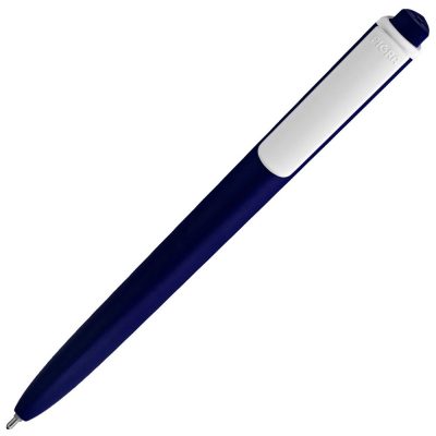 Ручка шариковая Pigra P02 Mat, темно-синяя с белым, изображение 2