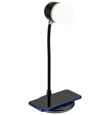 Лампа с колонкой и беспроводной зарядкой lampaTon, черная, изображение 2
