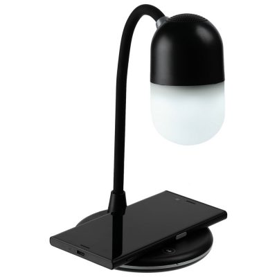 Лампа с колонкой и беспроводной зарядкой lampaTon, черная, изображение 3