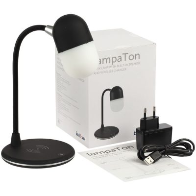 Лампа с колонкой и беспроводной зарядкой lampaTon, черная, изображение 10