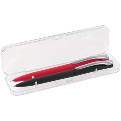 Набор Pin Soft Touch: ручка и карандаш, черный с красным, изображение 2