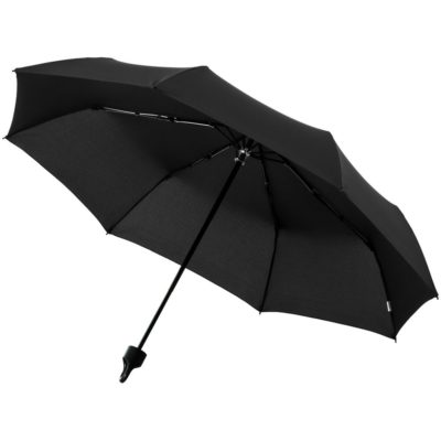 Зонт складной Clevis с ручкой-карабином, черный, изображение 2