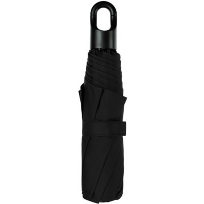 Зонт складной Clevis с ручкой-карабином, черный, изображение 4